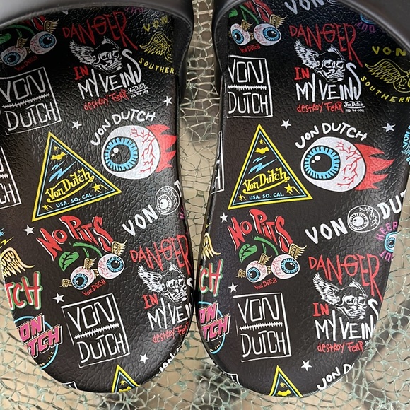 VON DUTCH Black Jax Slides NWOT - Picture 4 of 8